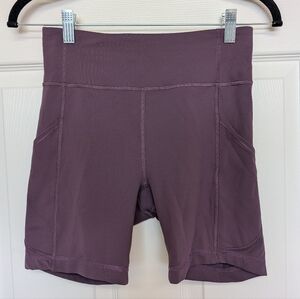 Lululemon Invigorate 6" Biker Shorts Grape Thistle Sz 6 Side Pockets Compression